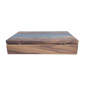 Caja de Joyería de Madera de Nogal Negro Natural y Resina Epoxi para Anillos, Pendientes, Pulseras, Colgantes y Dijes - Product Image 5