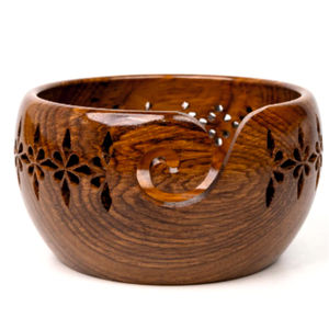 Custom Wooden Yarn Bowl High Quality Hand Carved <b>Knitting</b> <b>Storage</b> Bowl Portable Yarn Holder for Crocheting Crafting Gifts Bowls - Product Image 3