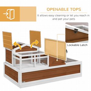 Casetta per Tartarughe Resistente alle Intemperie con Balcone, Habitat a 3 Stanze, 2 Piani, 112 x 65 x 64 cm, Color Caffè, per Animali Domestici - Product Image 5