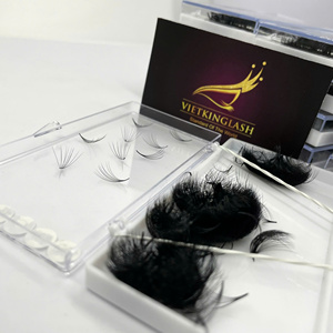 Plateaux d'extensions de cils en cheveux synthétiques PBT de qualité supérieure, 10D 15mm, logo personnalisé, fournisseur de cils individuels, courbure C, longs et naturels, vente en gros - Product Image 4