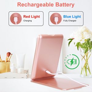 Specchio da Trucco da Tavolo Ricaricabile con Ingrandimento 10X, 3 Luci LED Colorate, Luminosità Regolabile, Pieghevole per Viaggio - Product Image 5