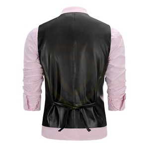 Gilet en cuir classique, veste sans manches tendance avec un matériau durable, gilet en cuir parfait pour les motards. - Product Image 4