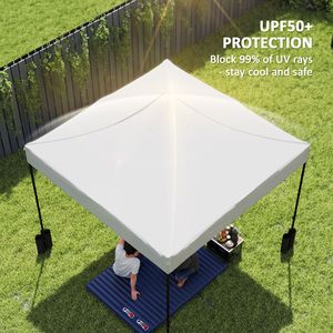 10FT X 10FT Replacement Canopy Top UPF50+ Protection <b>White</b> Pop up Canopy Tent with 4 <b>Sand</b> Bags Tent Accessories - Product Image 4