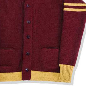 Suéter Rojo para Hombre, Color Sólido, Tejido, con Botones, Estilo Universitario y Escolar, Cuello en V, Manga Larga, Grosor Estándar - Product Image 6