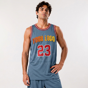Custom Blue Basketball Jersey Men's Sleeveless Sublimated Logo Number 23 Breathable Polyester Moisture Wicking Team Sportswear - Product Image 5