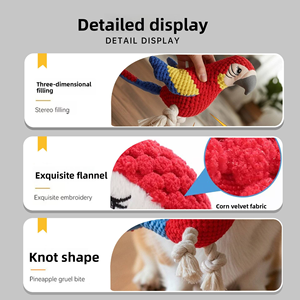 Hot Sale New Dog Plush Parrot Chew Toy Rope Knot Teething Durable Squeaky Interactive Play Pet Toy - Product Image 6