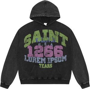 Sudaderas con capucha unisex internacionales de calidad superior, con estampado de letras vintage, estilo oversize, con efecto lavado para darle un aspecto envejecido, de lana de alto gramaje de 400g. - Product Image 3