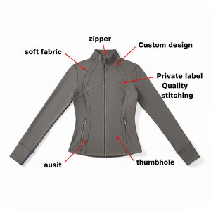 Women's Winter Solid Long Sleeve Jackets Yoga Set Nylon Spandex Activewear Jacket Sublimated Quick Dry Tight Fit Full Length <b>Top</b> - Product Image 6