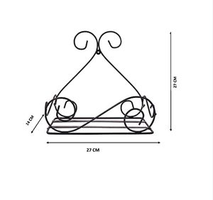 ชั้นวางกระถางต้นไม้โลหะสีดำแบบใหม่สำหรับติดตั้งบนระเบียง ราวบันได ผนัง สำหรับปลูกต้นไม้ในร่มและกลางแจ้ง ตกแต่งห้องนั่งเล่น ระเบียง และสวน - Product Image 5
