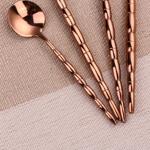 Rose Gold Metal Flatware <b>Set</b> High Mirror Polish Modern Luxury Design Rust Resistant Cutlery Wedding <b>Dinnerware</b> At Cheap Price - Product Image 4
