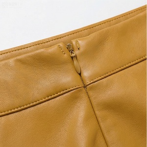 Jupe mini asymétrique en similicuir taille haute pour femme, style sexy, couleur unie, toutes saisons - Product Image 3