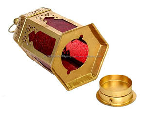 Linterna decorativa de Ramadán recubierta de polvo dorado personalizada disponible, linterna de vela de Metal personalizada para decoración navideña, linterna de mesa - Product Image 2