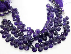 Perles de pierres précieuses en améthyste naturelle africaine facettée en forme de cœur, 8-9 mm, 8 pouces, vente en gros - Product Image 4