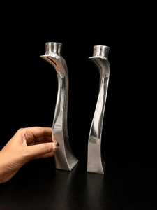 <b>Silver</b> Tone Twisted Candle Holder Metal Taper Holder Decorative <b>Candlestick</b> Stand for Home Wedding Decor - Product Image 3