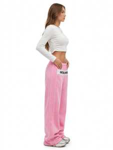 Pantalon de jogging décontracté rose en polaire ONETEN APPAREL pour homme, taille élastique, coupe large, imprimé par transfert thermique, idéal pour l'hiver - Product Image 2