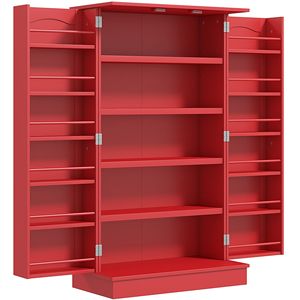 Credenza da Cucina in Rovere Massiccio da 104 cm, Mobile Autoportante con 5 Ripiani e Doppie Ante per Sala da Pranzo e Stoccaggio Domestico - Product Image 1
