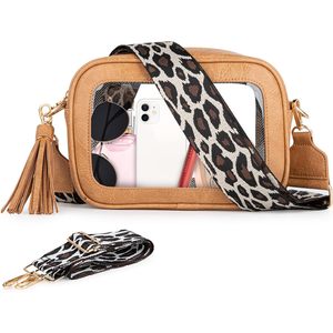 Sac bandoulière transparent pour femme avec sangle léopard, petit portefeuille transparent pour événements sportifs, rangement maquillage et téléphone, Chine - Product Image 1