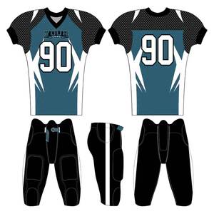 Maillot de football américain personnalisé pour adulte, 100 % polyester, coupe ajustée, sublimation de haute qualité, broderie, manches courtes, col en V, séchage rapide - Product Image 4