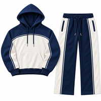 Ensemble de survêtement décontracté Nexfit personnalisé pour homme, avec sweat à capuche et pantalon de jogging, en polaire color block 100 % coton, grandes tailles, vente en gros OEM ODM
