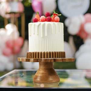 Support à gâteau en bois artisanal classique et écologique pour la présentation de gâteaux, décoration de table de dessert, rond, passe au lave-vaisselle - Product Image 3