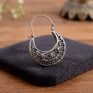 Pendientes de Aro de Plata de Ley 925, Estilo Rústico Bohemio, Espiral Tribal, Joyería Vintage para Bodas y Regalos Especiales - Product Image 6