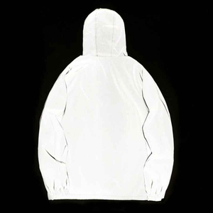 <b>Light</b> Gray Hooded Windbreaker <b>Jacket</b> <b>Men</b> Casual Spring Zipper Closure Regular Fit Lightweight Polyester Outerwear - Product Image 6