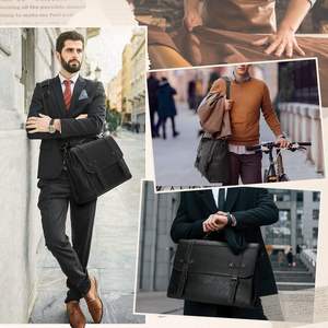 Sac d'affaires en cuir véritable pour ordinateur portable, mallette de travail professionnelle, sacoche de voyage, vente en gros, usine OEM - Product Image 2