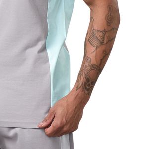 Mens Contrast Panel Jersey <b>Tee</b> <b>White</b> Mint Short Sleeve Performance Gym Workout Shirt Breathable Quick Dry Fitness Running Active - Product Image 6