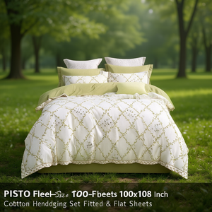 PISTA Queen-Size 100x108 Inch Cotton Hotel <b>Bedding</b> <b>Set</b> Fitted & Flat Sheets - Product Image 3