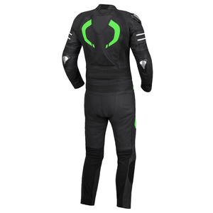 Combinaison de course moto homme noire et verte, manches longues, en cuir respirant, toutes saisons, style adulte, vêtements de moto - Product Image 2