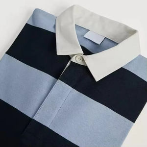 Fournisseur en gros de polos de rugby rayés en pur coton, polos à col polo à manches longues pour hommes, t-shirts de rugby 100% coton personnalisés - Product Image 4