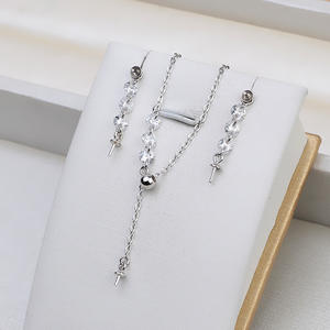 Chaîne d'oreille en argent S925 pour femmes, ensemble personnalisé, plateau vide en perles, accessoires de mode semi-finis, boucles d'oreilles en cristal - Product Image 5