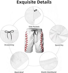 Shorts de baseball personnalisés en maille, style urbain mi-haut, légers, respirants, écologiques, anti-humidité, OEM ODM Marque Privée - Product Image 3