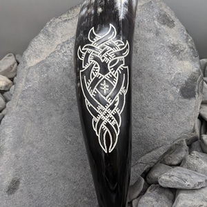 High Quality Viking <b>Drinking</b> Horn with <b>Stand</b> Polished Carved Animal Style Natural Craft for Wedding or Home Decoration - Product Image 1