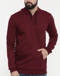 Men's <b>Brown</b> Hooded Fleece Pullover Sweatshirt Regular Fit Casual Long Sleeve Solid Color Pocket Design Autumn Wear - Product Image 5