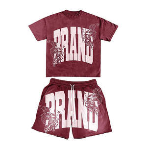 Conjunto de Camiseta y Pantalones Cortos con Diseño Personalizado, Estilo Urbano, Algodón Oversize, Ropa de Verano Unisex, Impresión de Marca Privada OEM, Listo para Usar - Product Image 1