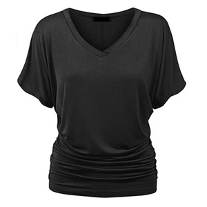 Tunique haut de gamme pour femme, col en V, manches courtes, respirante, tricotée, décontractée, grande taille, séchage rapide, écologique, fabrication OEM - Product Image 3