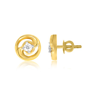 14K Yellow Gold Twisted <b>Knot</b> Round Lab Grown Diamond Stud <b>Earrings</b> Minimalist Fine Jewelry for Women Wholesale - Product Image 3