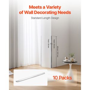 Confezione da 10 Protezioni Angolari in Acciaio Inox 304, 1 x 1 x 48 Pollici, Protezioni per Bordi a 90 Gradi, Finiture Metalliche per Angoli di Pareti - Product Image 3