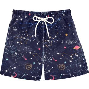 Pantalones cortos con estampado espacial azul para hombre, con constelaciones y planetas, de secado rápido, con cordón, ropa de baño informal - Product Image 6