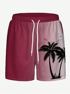 Shorts de bain pour hommes à imprimé floral, séchage rapide, résistants à l'eau, légers, vêtements de plage, taille élastique, cordon de serrage, longueur genou - Product Image 6