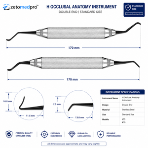 เครื่องมือผ่าตัดทางทันตกรรม Zetomed Pro H Occlusal Anatomy แบบสองด้าน ทำจากเหล็กกล้าไร้สนิม สำหรับงานบูรณะฟัน - Product Image 3