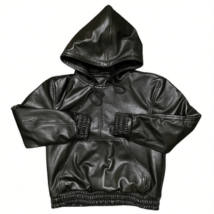 Men's Genuine Leather Hoodie <b>Jacket</b> Hooded Casual <b>Jacket</b> Premium Streetwear Outerwear OEM Manufacturer Wholesale Factory - Product Image 1