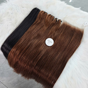 ผมต่อแบบเวอร์จินแท้ 100% จากเวียดนาม แบบตรงธรรมชาติ  แบบ Double Weft  พร้อมผมปิดหน้าผาก สีธรรมชาติ สำหรับผู้หญิงผิวสี ขายส่ง - Product Image 2