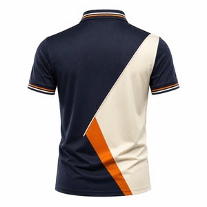 Camiseta de Manga Corta para Hombre, de Algodón Premium, Transpirable, en Color Azul Marino, Beige y Naranja, Estilo Casual, Tejido de Punto, Corte Regular, Servicio OEM - Product Image 5