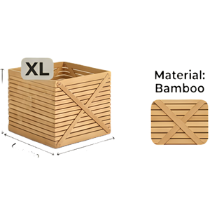 Cesta de Almacenamiento Tejida de Fibra Vegetal, Cuadrada, Multifuncional, Tamaño XL, Material de Bambú - Product Image 4