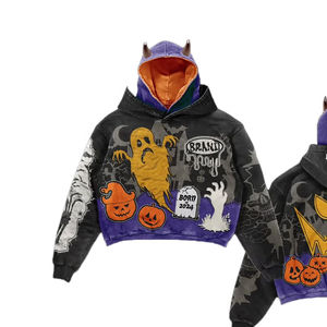 เสื้อฮู้ดดี้แบบซิปเต็มตัวสไตล์วินเทจทำสีซีดแบบดิสเทรส ยูนิเซ็กส์ ผ้าเฟรนช์เทอร์รี่เนื้อหนา ตะเข็บดิบ ทรงหลวมไหล่ตก สำหรับทุกเพศ - Product Image 2