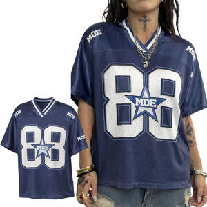 Jersey de Fútbol Americano Personalizado para Mujer, Estilo Urbano, Talla Grande, Cuello en V, Tejido Grueso de 260 g/m², Malla Personalizada, 100% Poliéster, Corte Cuadrado - Product Image 5