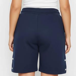 Shorts pour femmes personnalisés avec logo brodé OEM, vintage, respirants, 100% coton, de haute qualité, pour l'été, décontractés, taille élastique - Product Image 3