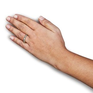 Anello a fascia per anniversario in argento sterling .925 placcato oro giallo 14K con 10 diamanti taglio brillante da 2.0 carati totali (colore J-K I1-) - Product Image 5